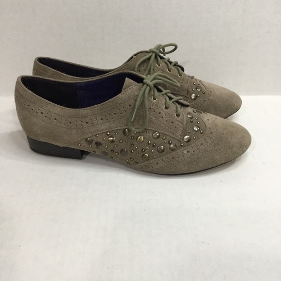 libby. edelman Shoes - Libby Edelm Raina Suede Lace Up Studded Flats